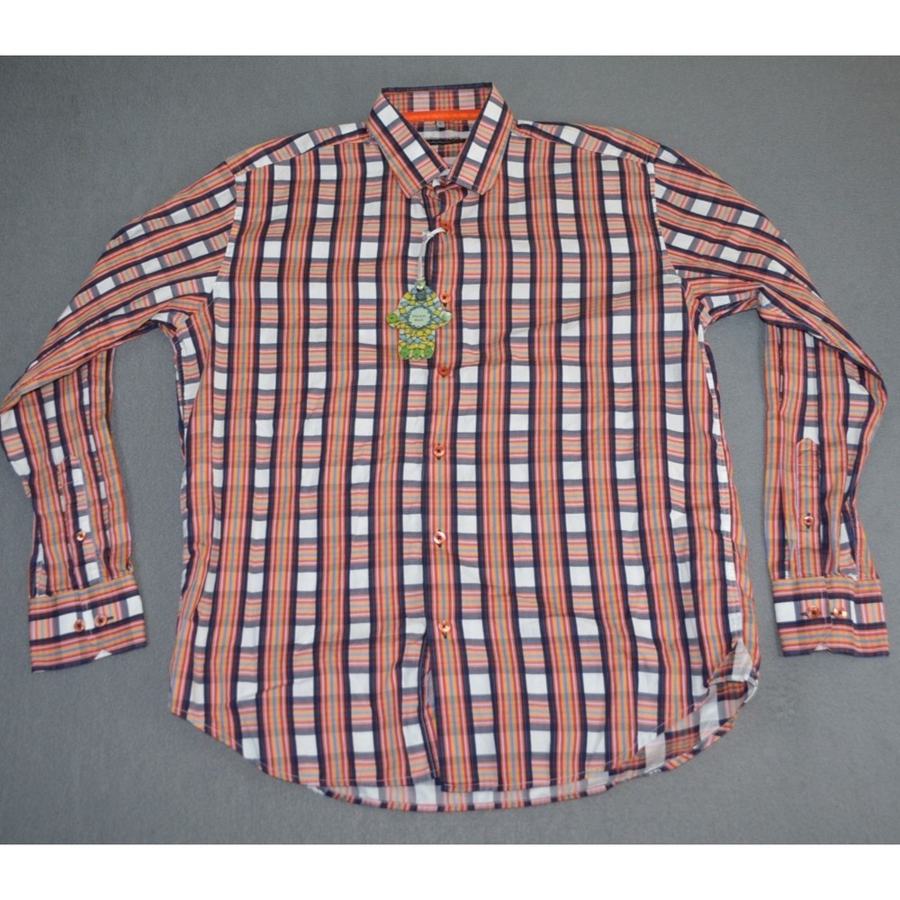 Visconti Black Plaid Button Up Long Sleeve Shirt Colorful Mens Size Large New